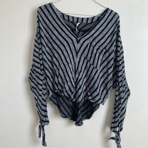 FREE PEOPLE Black Stripes Morning Dolman Top